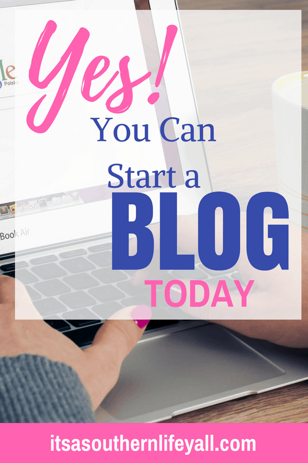 Typing on a laptop with Yes! You can start a blog today text overlay - Stop Using Alt Tags for Pinterest Pin Descriptions