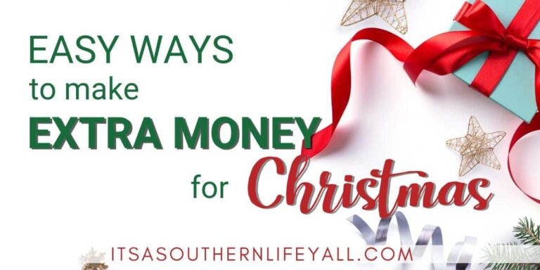 Christmas flat lay with Easy Ways to Make Extra Money for Christmas text overlay.