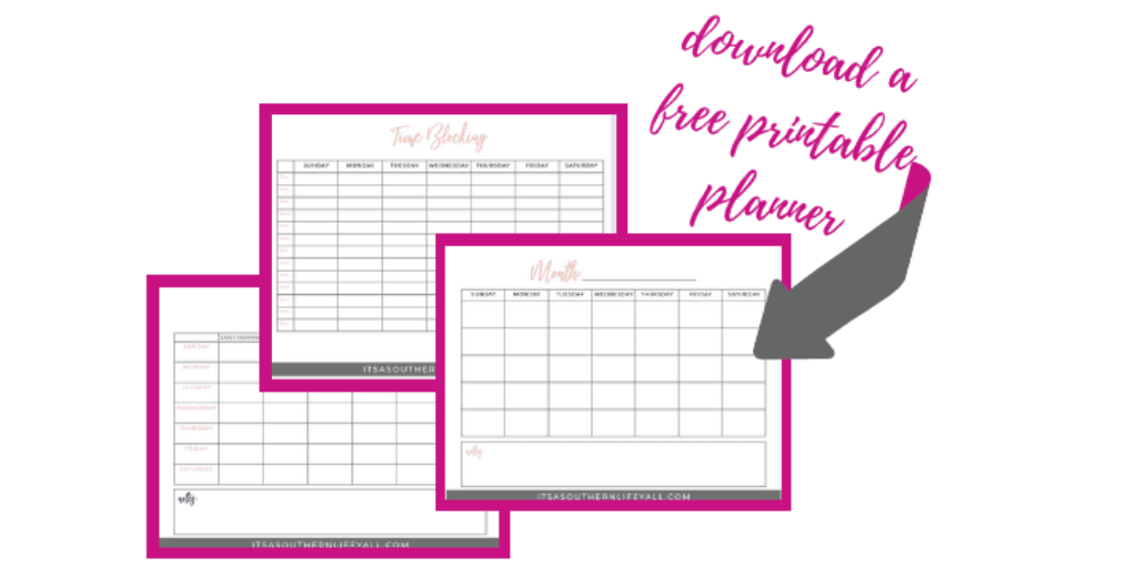 click here to download your free printable of a time blocking planner