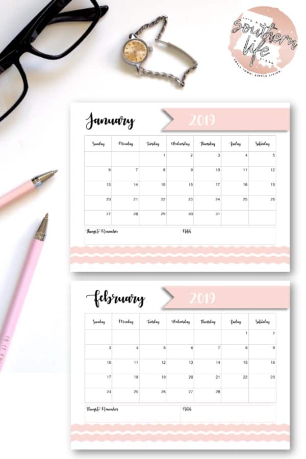 This free 2019 printable calendar can help you prioritize your year. With this printable calendar you can organize your schedule, set goals, remember birthdays and holidays, plan for the future, and so much more! #freeprintable #freeprintables #monthlycalendar #2019calendar #printablecalendar