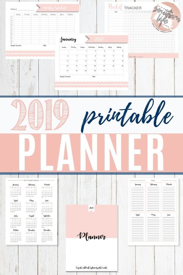Use this 2019 Planner to organize your days, weeks, and months. Planner includes monthly calendar, goal setting, habit tracker, vision board, bucket list, time blocking schedule, and so much more!