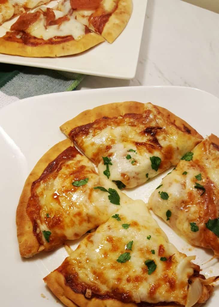 Air Fryer 6 Minute Pita Bread Cheese Pizza from This Old Gal