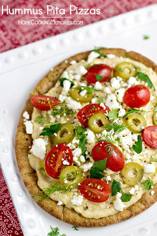 Hummus Pita Pizzas from Home Cooking Memories