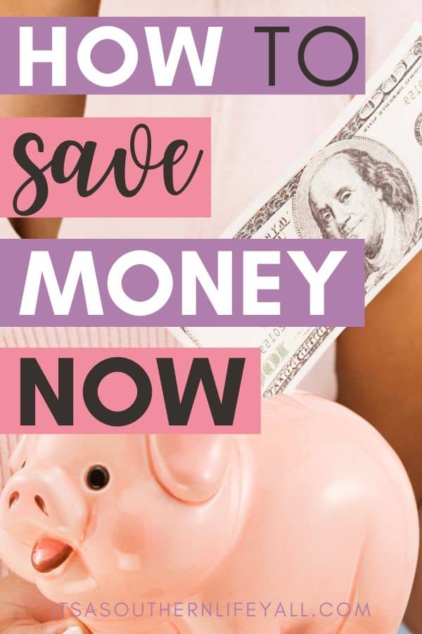 Woman putting a hundred dollar bill into a pink piggy bank.