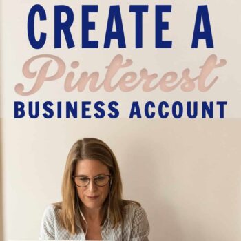 Woman typing on laptop with the ultimate guide on how to create a Pinterest business account text overlay.