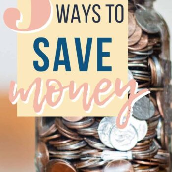 Filled change jar with text overlay 5 unique ways to save money