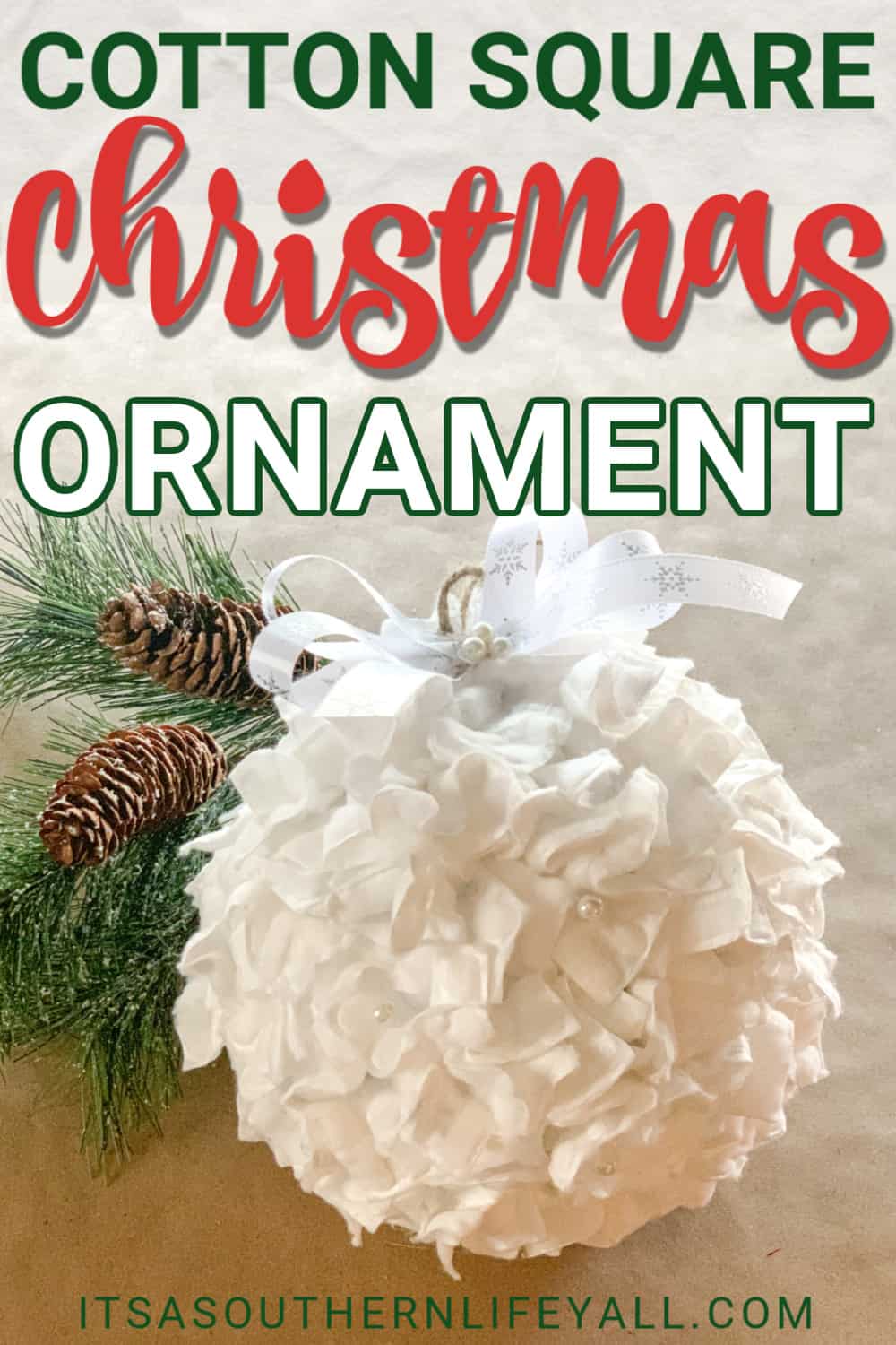 Cotton Square Christmas Ornament pin