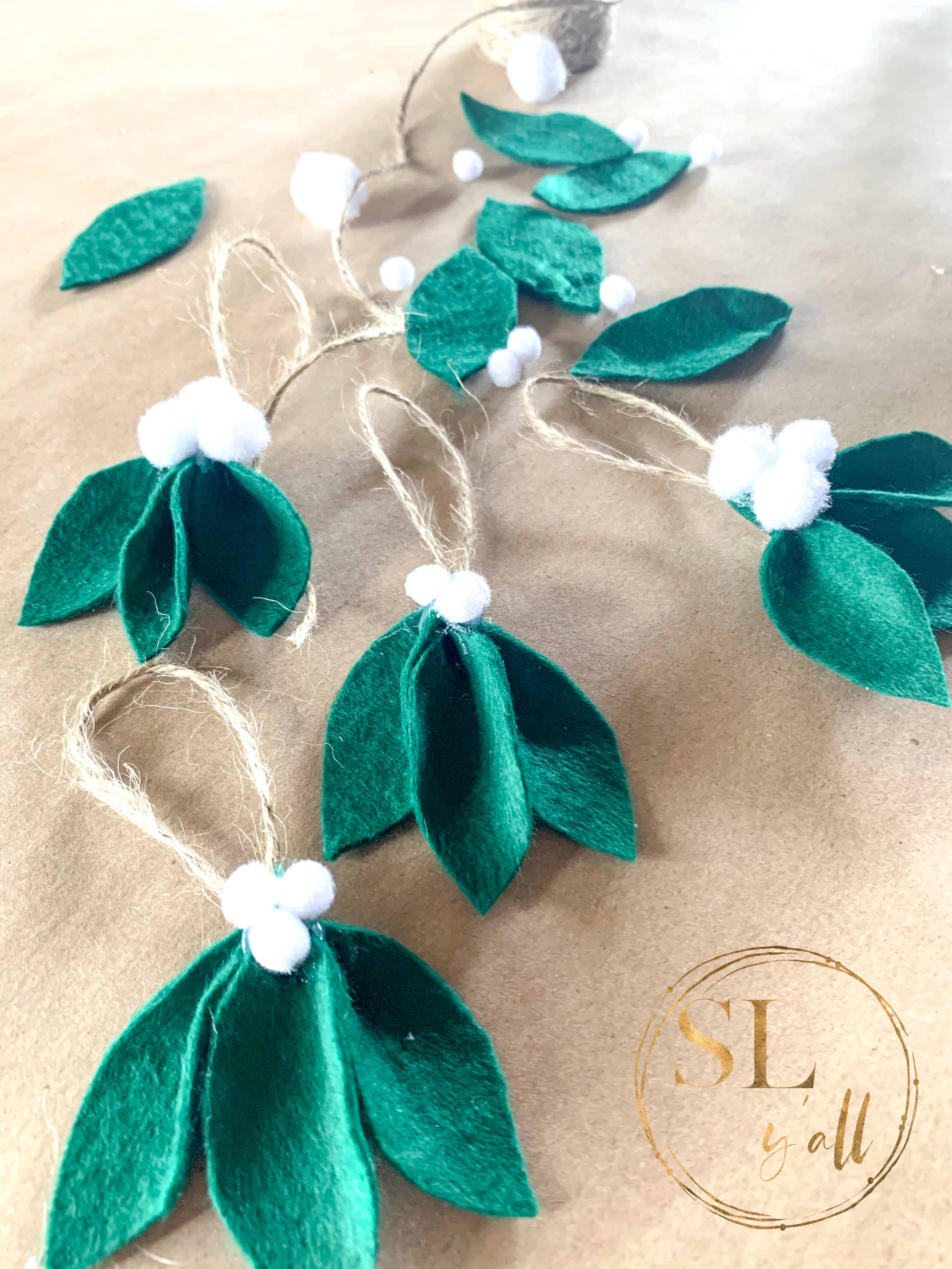 Farmhouse Felt Leaf Ornaments completed