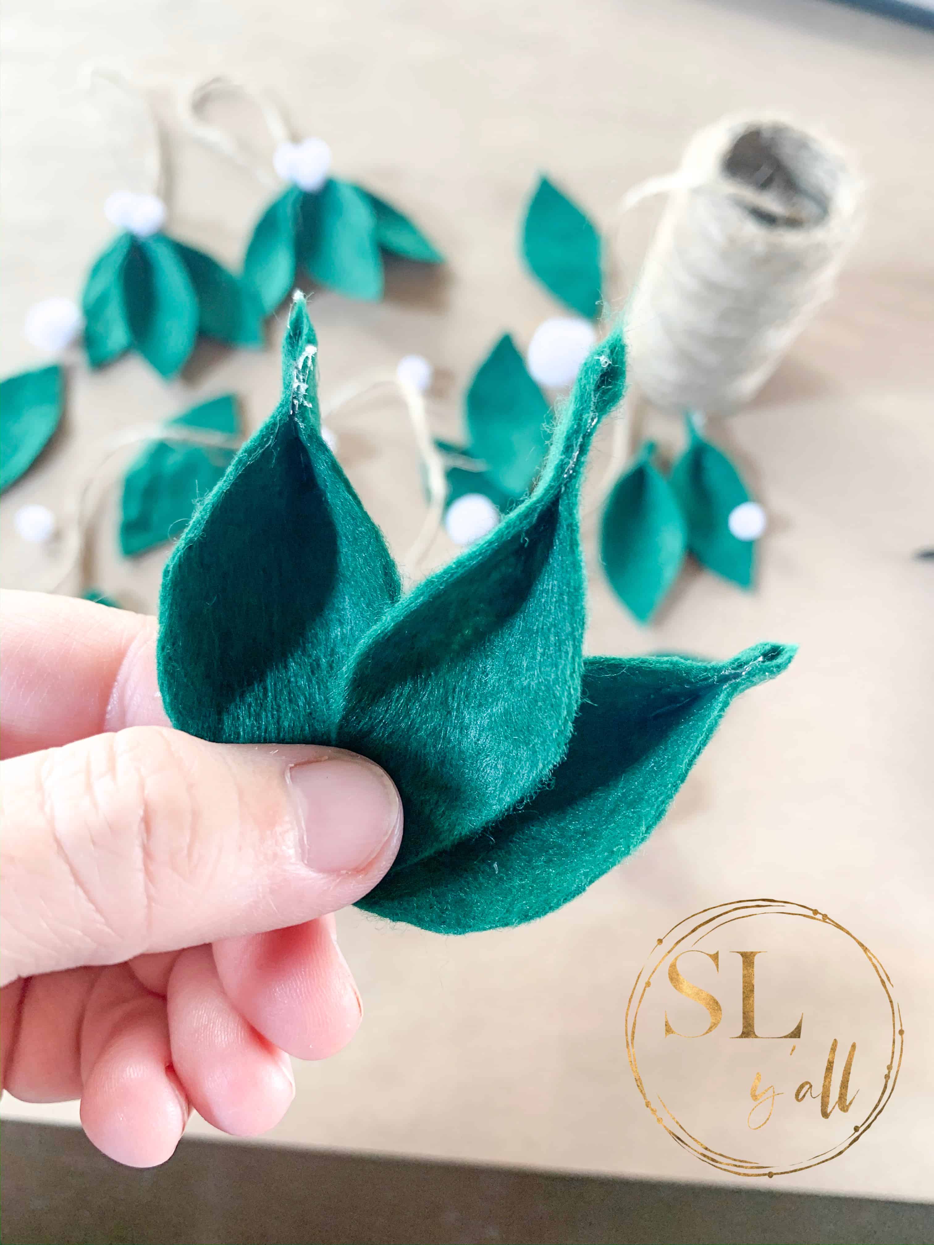 Farmhouse Felt Leaf Ornaments three leaves image