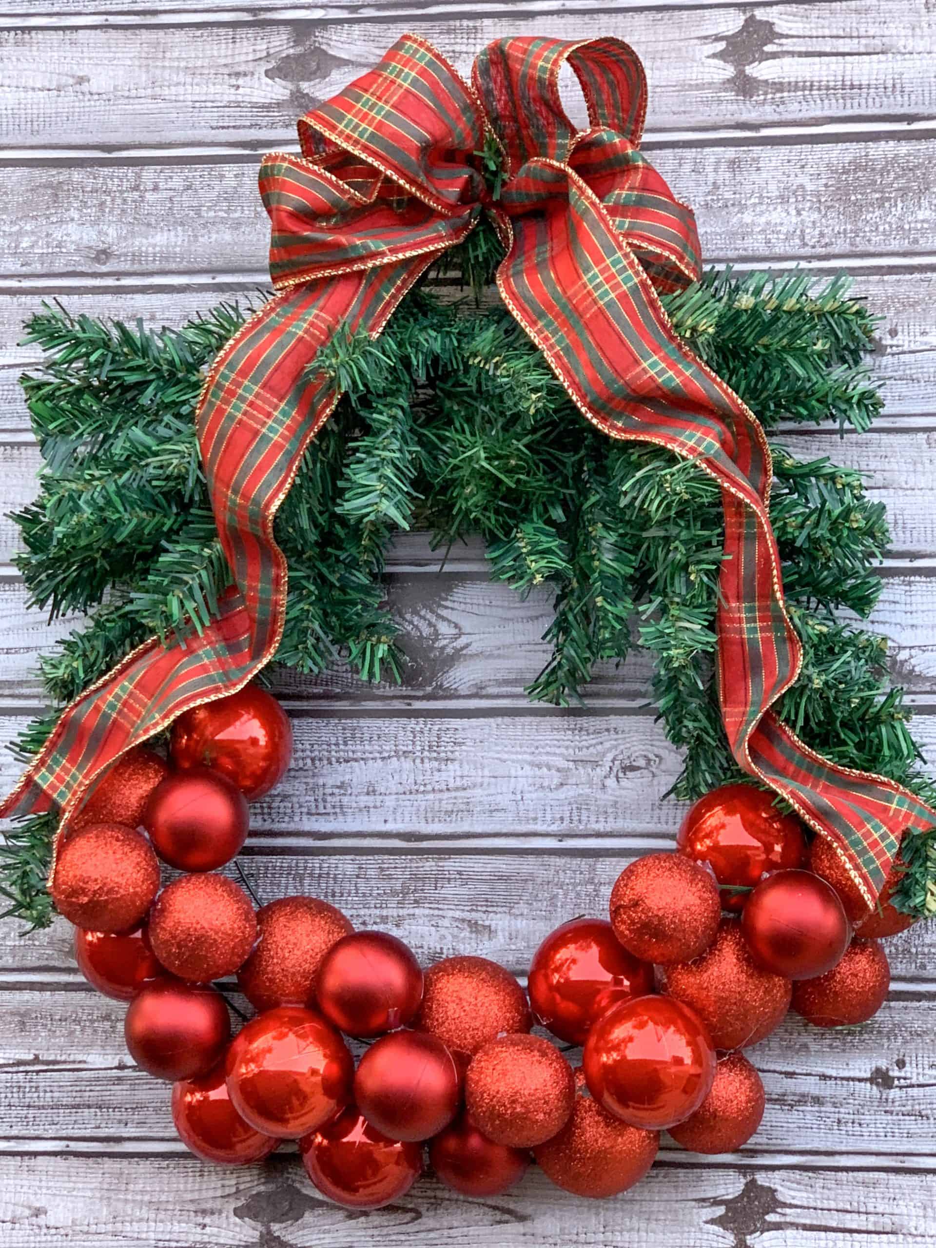 Finish Dollar Tree Christmas Wreath.