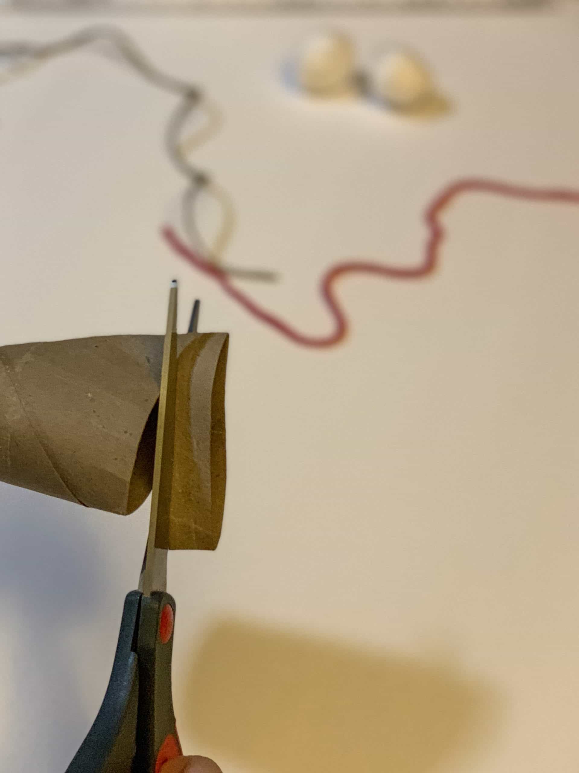 cutting cardboard roll for mini winter hat ornaments