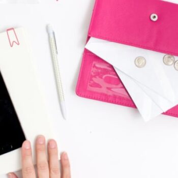 cash envelope budget system in pink wallet
