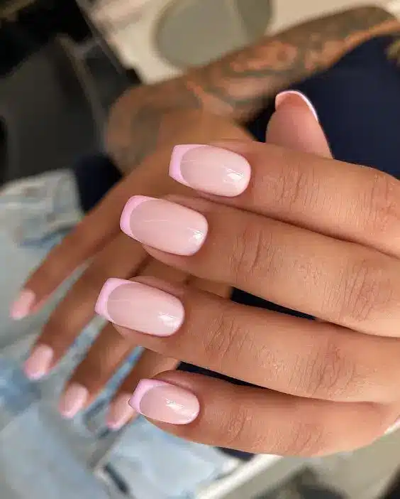  pink french tips nails