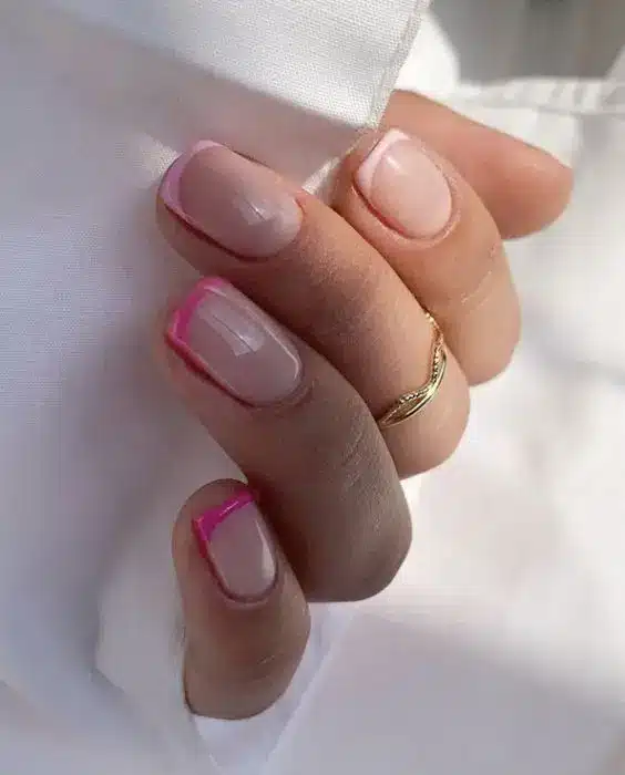  pink french tips nails