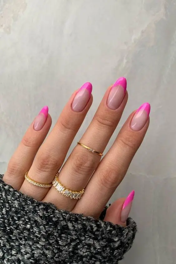 hot pink french tips nails