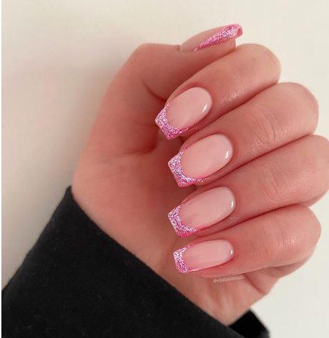  pink french tips nails