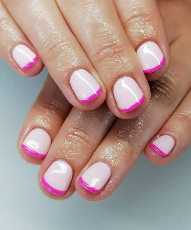  pink french tips nails
