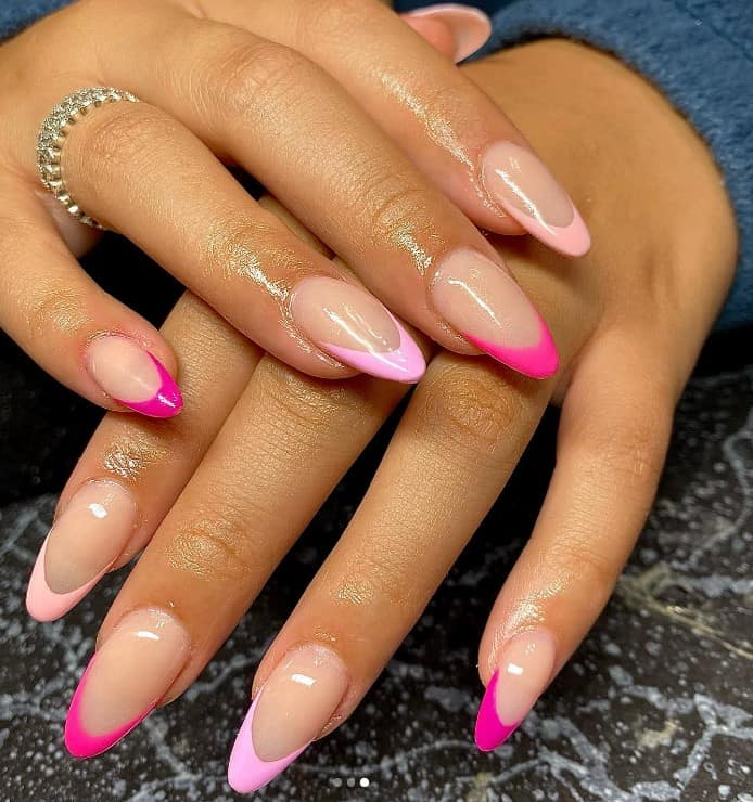  pink french tips nails