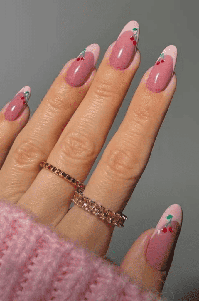  pink french tips nails