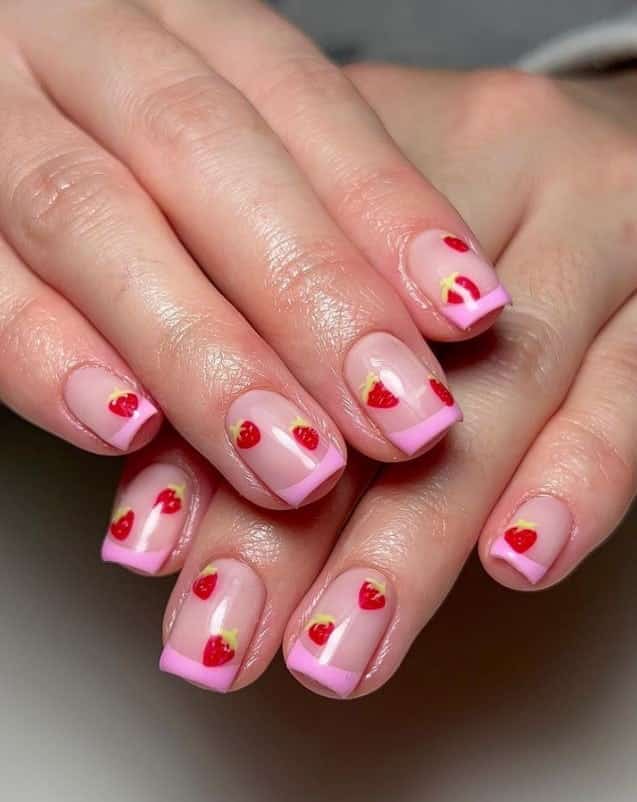  pink french tips nails