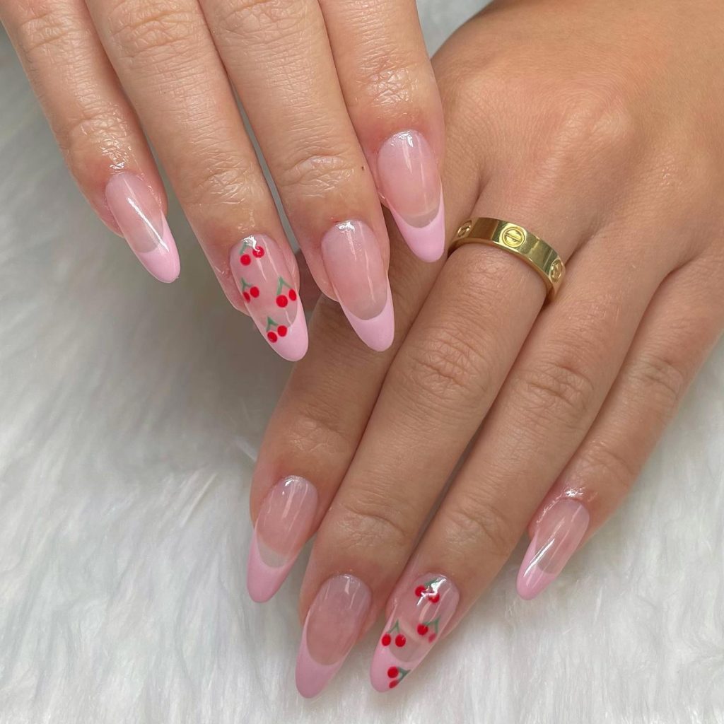  pink french tips nails