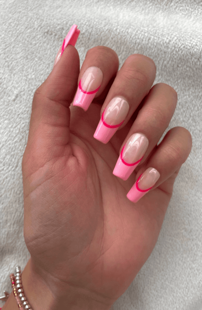  pink french tips nails