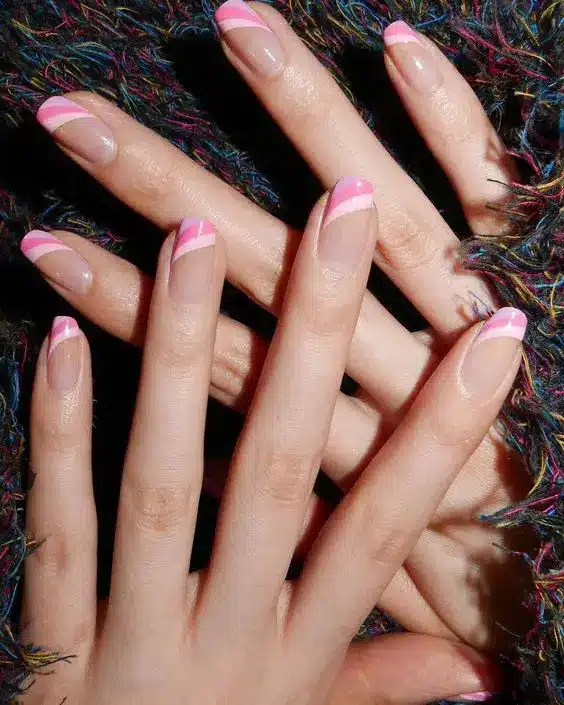  pink french tips nails