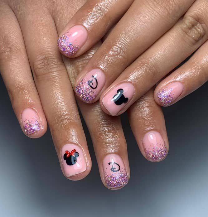 PINK DISNEY NAILS