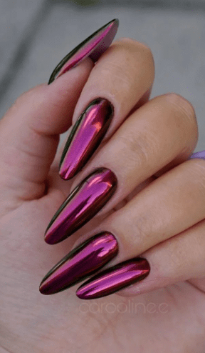 chrome mirror purple nails