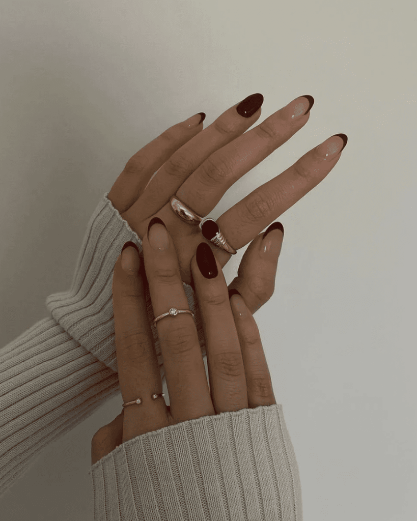 classy short autumn nails french tips