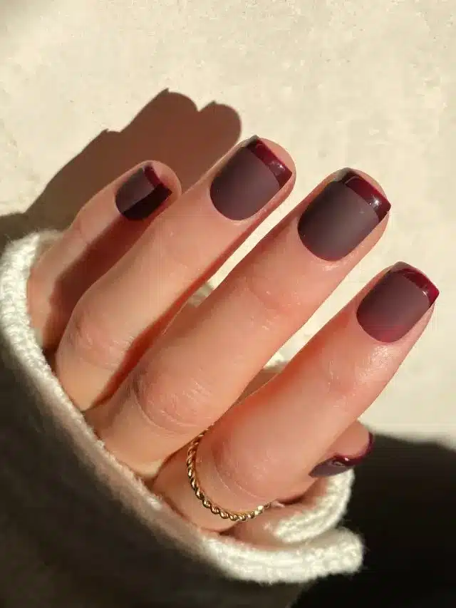 matte burgundy french tips