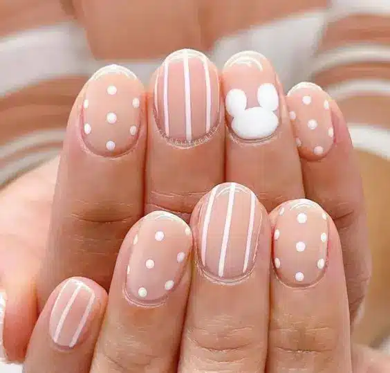 white simple disney nails