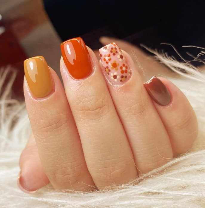 Autumn Hues and Florals Nails