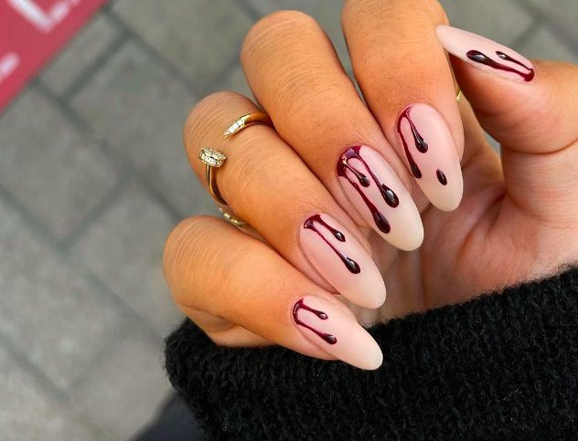 blood drip halloween dip nails