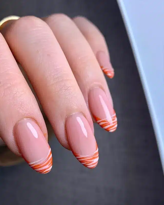 Orange tiger french tips