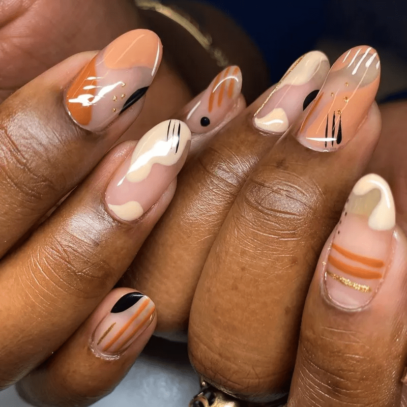 abstract autumn nails