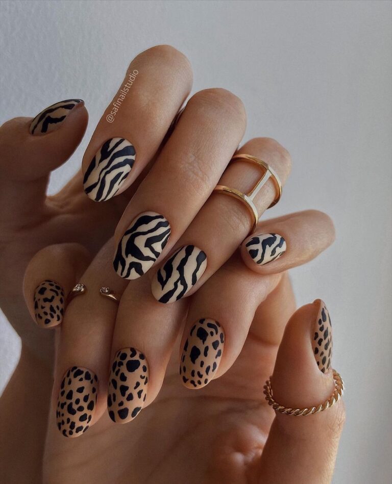 animal print autumn nails