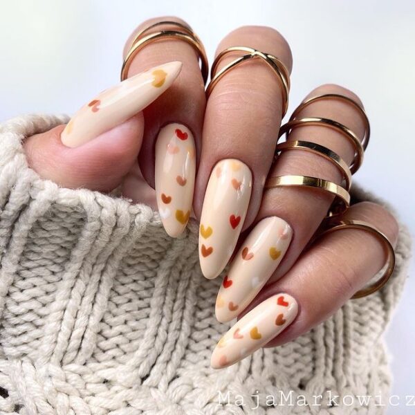 autumn heart nails