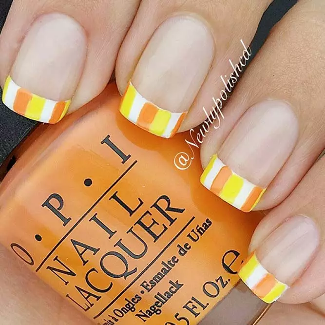 candy corn french tip halloween dip nail ideas