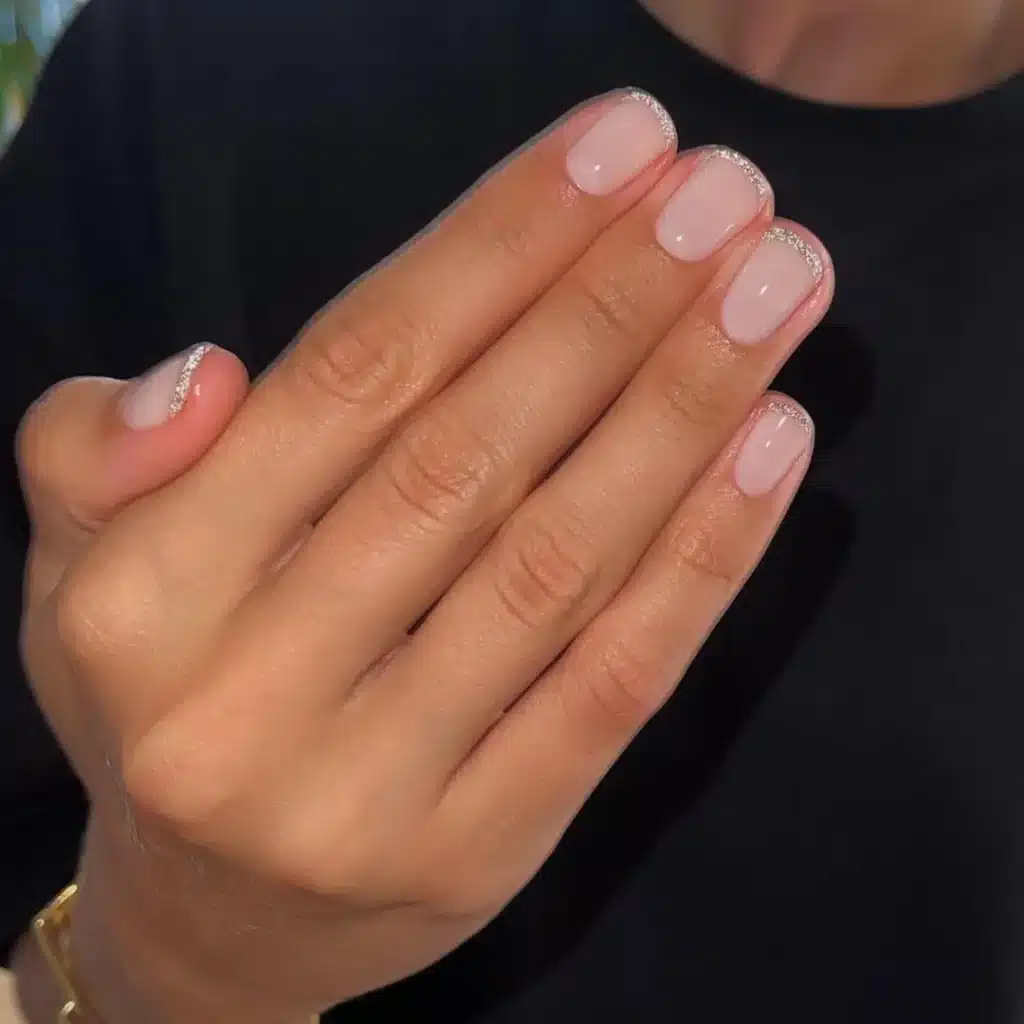 glitter french tips autumn nails