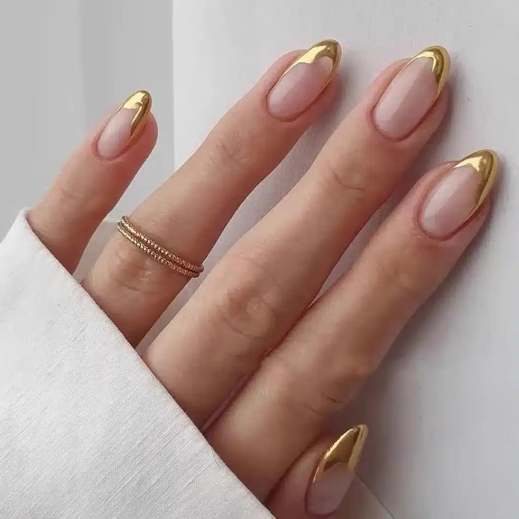 gold tips autumn nails