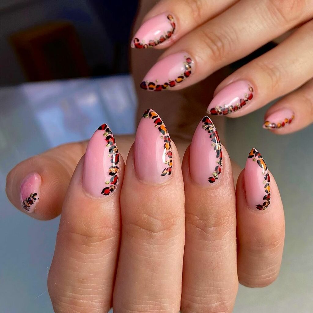 leopard print autumn nails