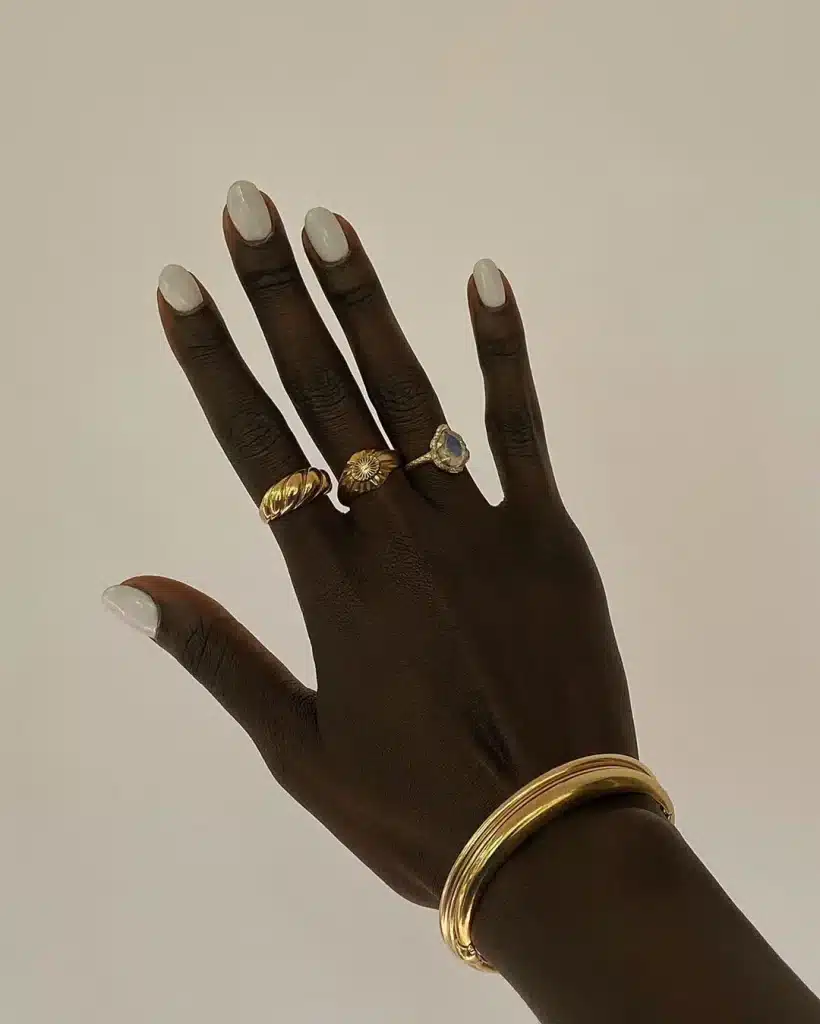 milky white autumn nails