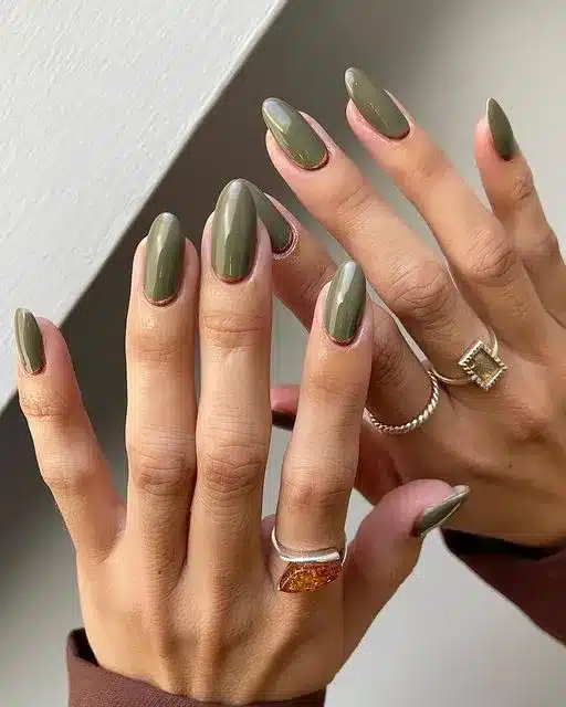 olive and brown autumn nails