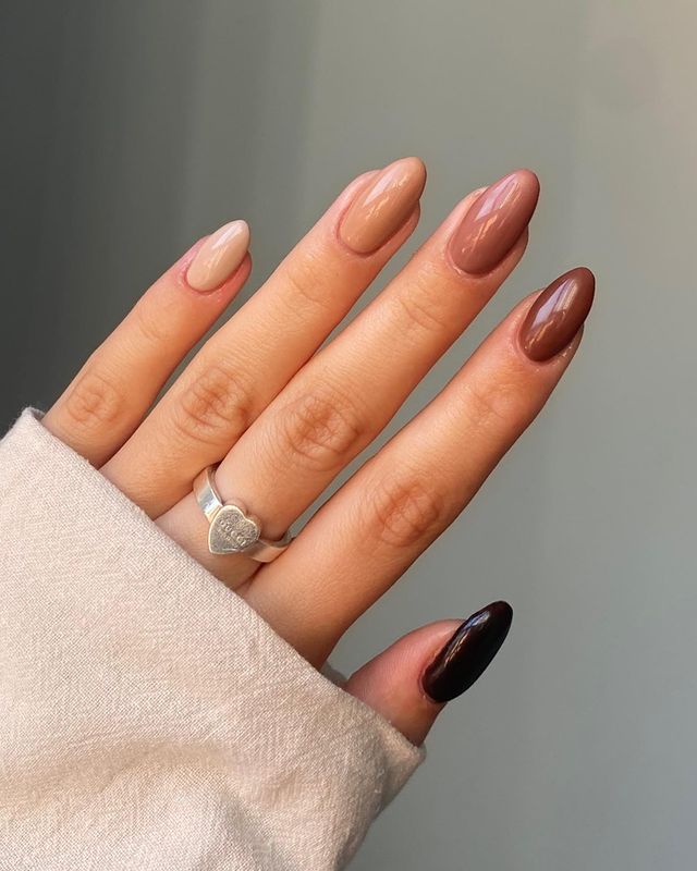 ombre brown autumn nails