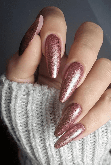rose pink gold autumn nails