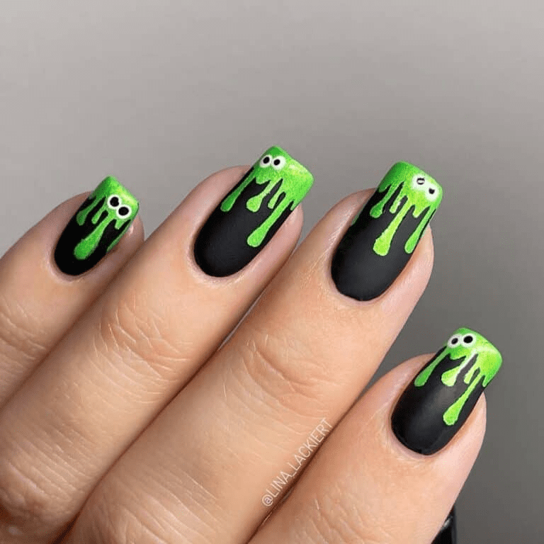 slime halloween dip nail ideas