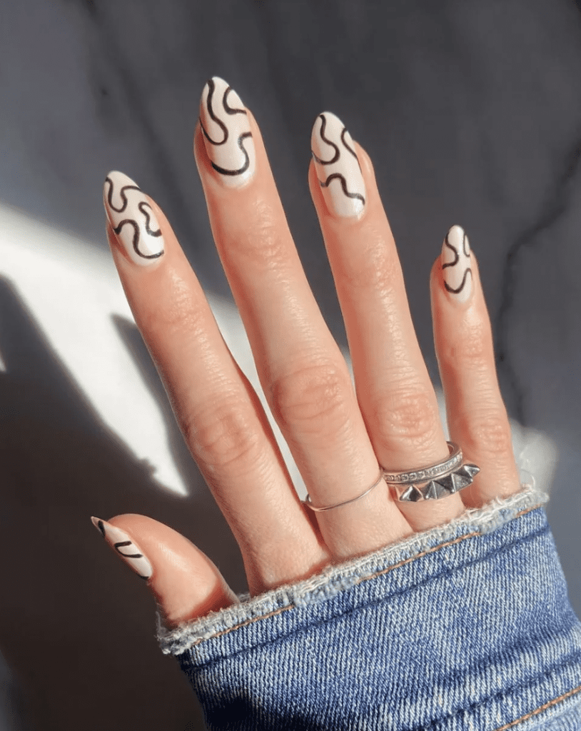 white swirl autumn nails