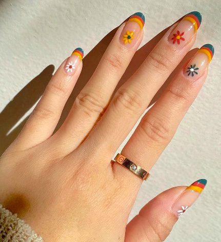 70s inspired nails french tips