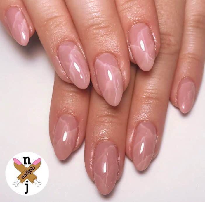 dusty rose marble quartz nails